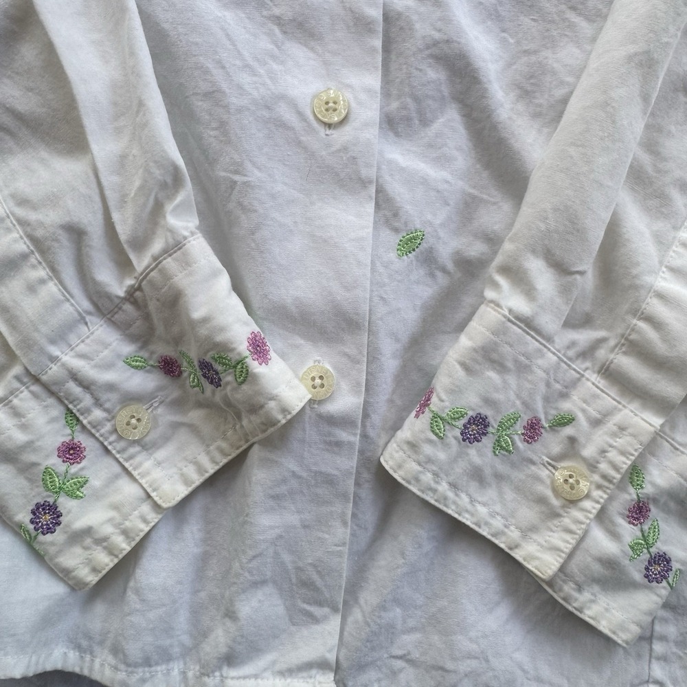 Vintage Disney Store Lady Embroidered Button Shirt Womens 2X Cotton White - Picture 8 of 13